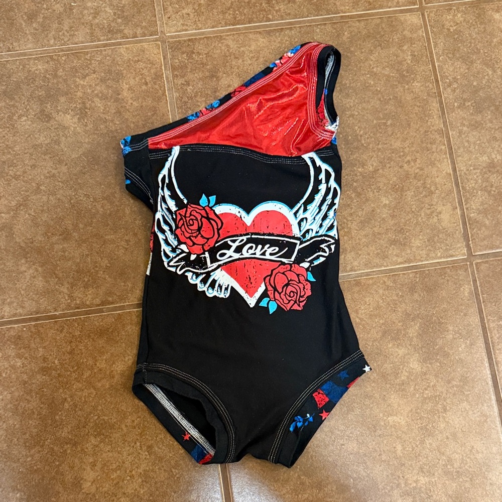 Kids One-Shoulder Love Heart Costume - Black and Red